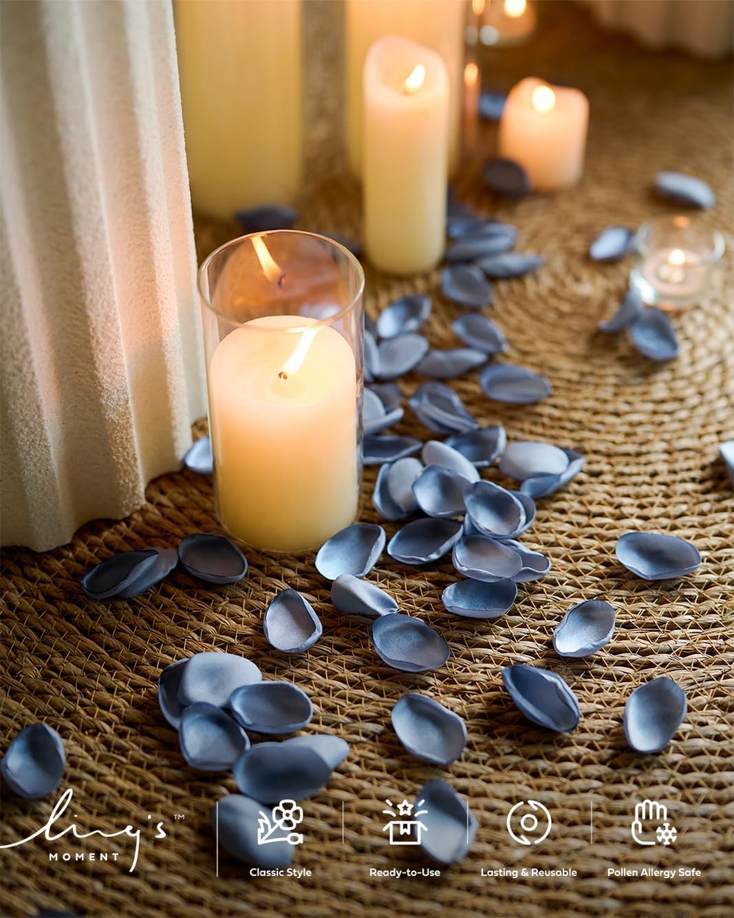 Ling's moment Rose Petals, Silk Flower Petals for Wedding/Aisle/Flower Girl Baskets/Table Centerpiece Décor,etc.Dusty Blue Baby Blue 200pcs