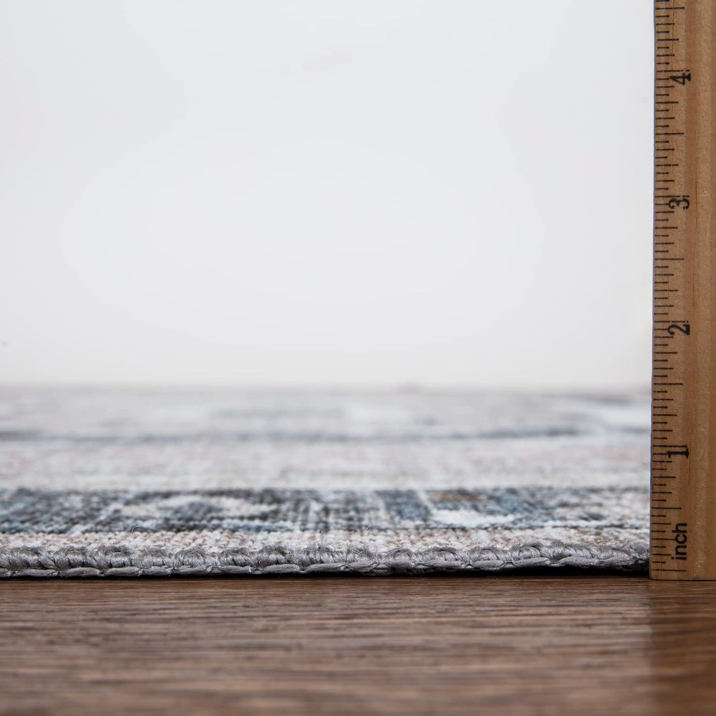 Bloom Rugs Washable Non-Slip 4' x 6' Rug - Pebble Gray/Blue Traditional Medallion Area Rug for Living Room, Bedroom, Dining Room, and Kitchen - Exact Size: 4' x 6'