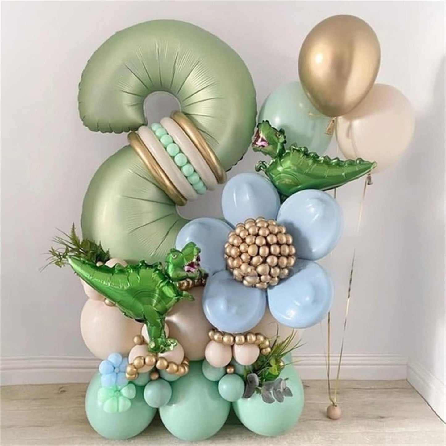 Sage Green 1 Balloons, 40 Inch Giant Olive Green Helium Foil Number 0-9 for Girls, Self Inflating 1st Birthday Balloon for Boys Women Anniversary Baby Shower Jungle Safari Party Decorations Supplies