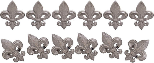 12 Piece Decorative Metal Napkin Rings - Elegant Antique Fleur-de-lis Napkin Rings for Weddings, Gatherings, Tabletop,Décor (Silver)- ALPHA Living HOME