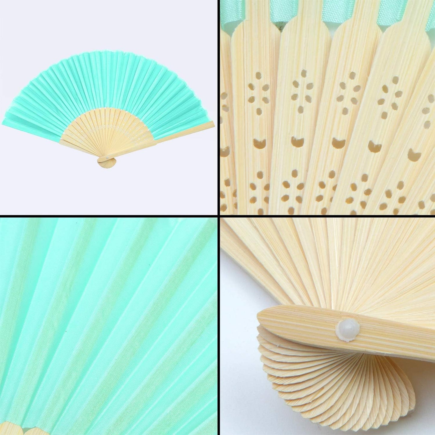 Aneco 18 Pieces 18 Colors Handheld Fans Cloth Hand Fans Bamboo Folding Fans for Wedding Decoration, Church Wedding Gifts, Party Favors, DIY Decoration