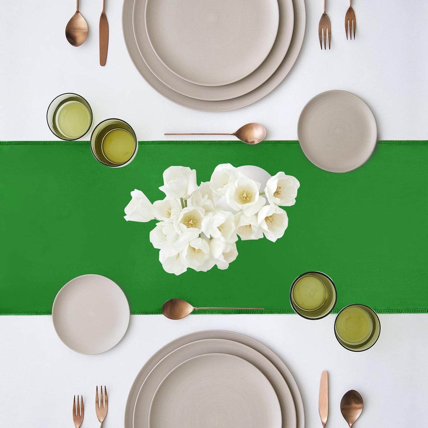 10 Pack Satin Table Runner 12 x 108 Inch Long Emerald Silk Table Runner for Wedding Party Banquet Birthday Decoration