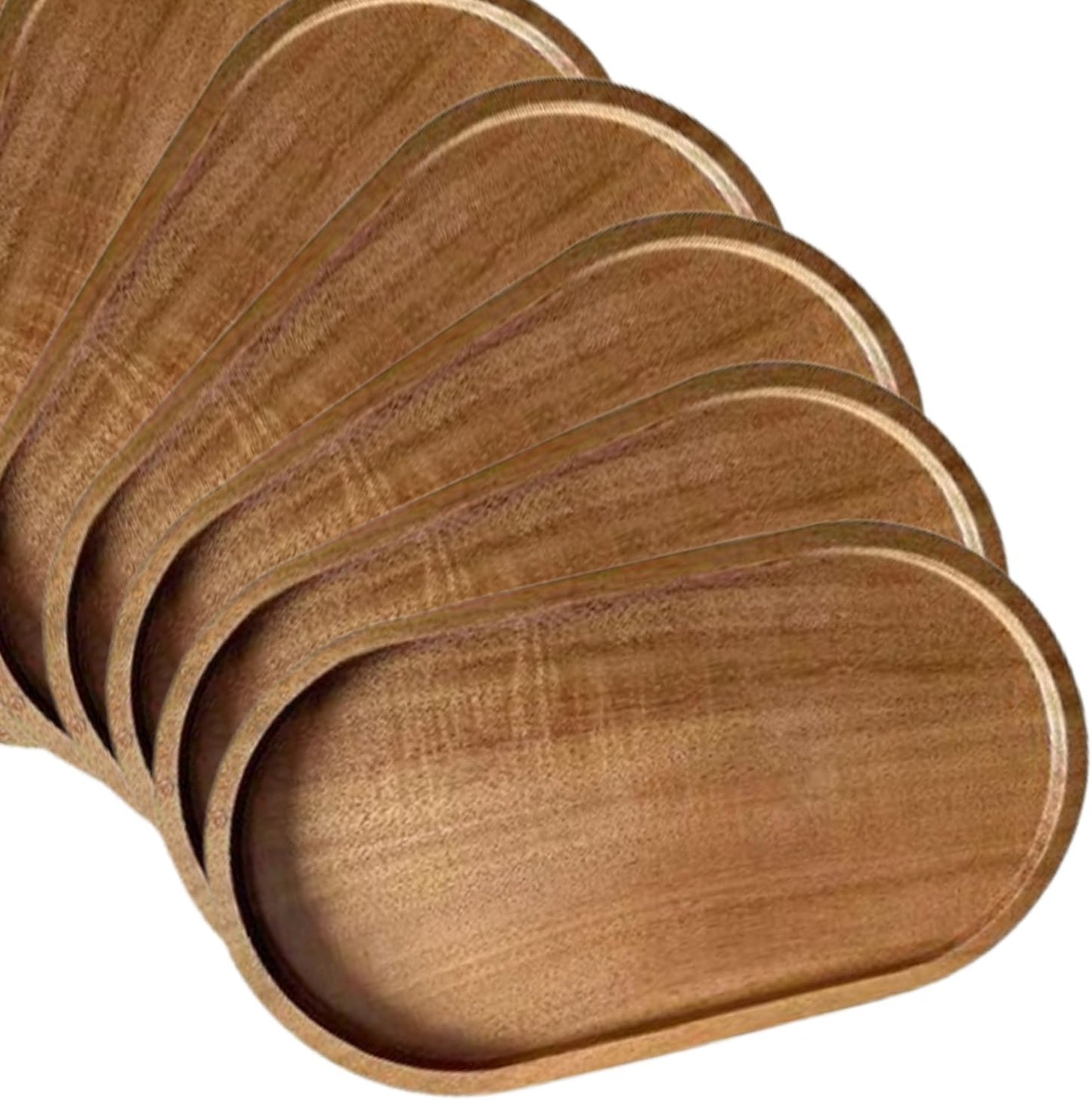 12 Pcs Solid Acacia Wood Serving Trays, 10 Inch Rectangular Wooden Serving Platter Oval Wooden Plates Wood Cheese Plate Acacia Cheese Board for Charcuterie essert Snack Bread Fruit Appetizer