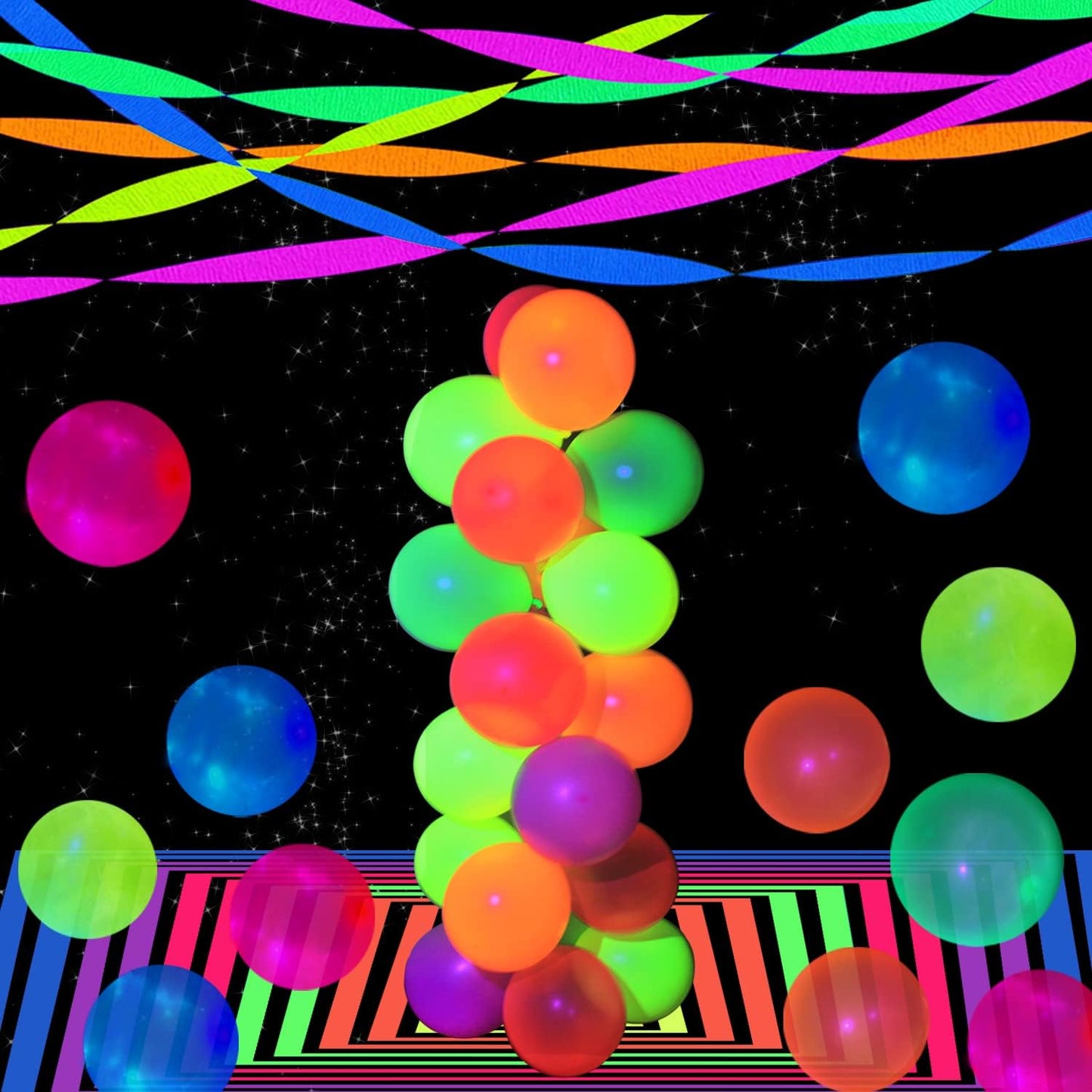 2016 feet Glow Party Neon Streamer Decorations Glow Crepe Paper Streamers UV Reactive Fluorescent Neon Paper Streamers Glow in the Dark Party Supplies and Decorations Wedding Birthday Blacklight Party