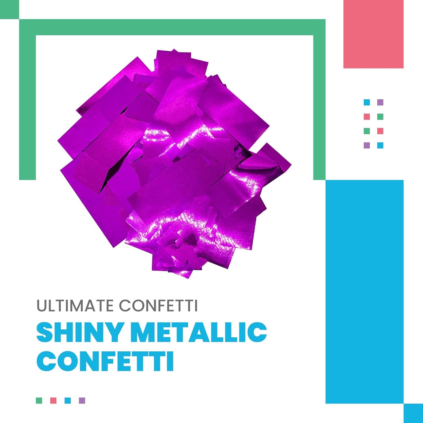 Fluttering Pink Mylar Shiny Foil Metallic Confetti – Rectangular Light-Weight and Slow-Falling Party Confetti for Cannon and Launcher use – Best for Celebrations - 1 lb, 16 oz