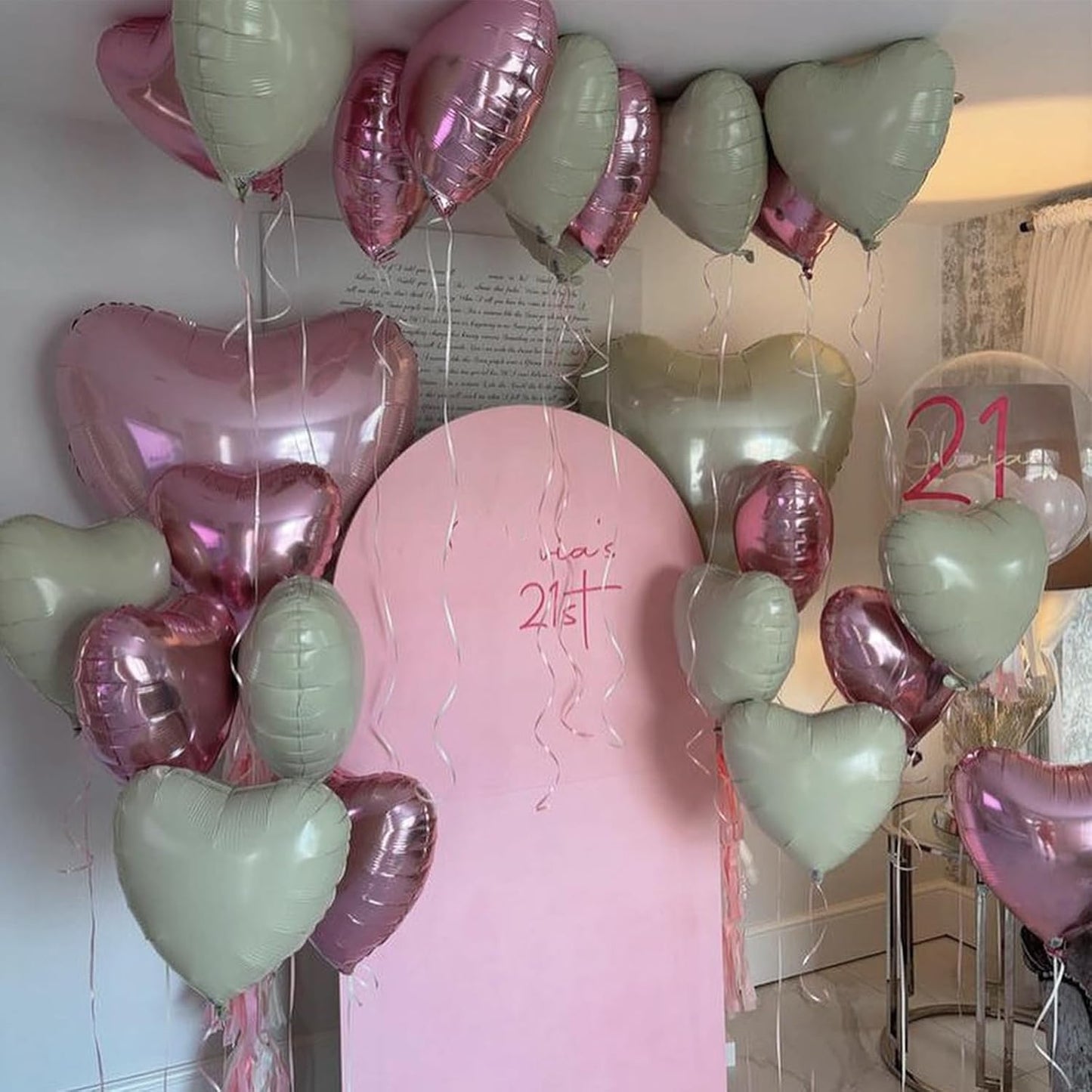 Pink White Heart Balloons, 12PCS Baby Pink Cream Heart Foil Balloons, Pastel Pink Light Pink White Heart Shaped Mylar Balloons for Girls Women Birthday Baby Shower Wedding Valentine's Party Decoration