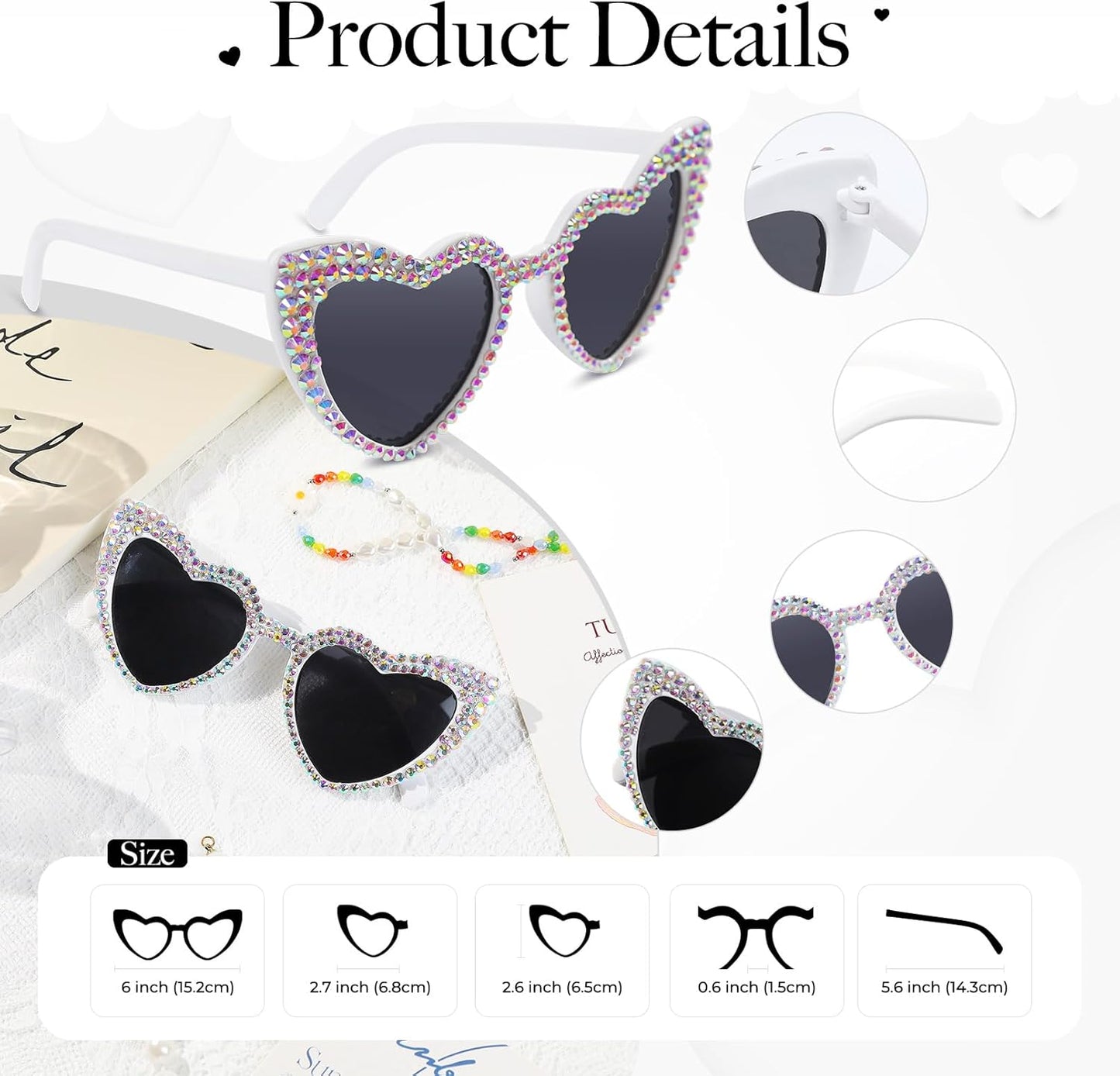 YOGFIT Heart Sunglasses for Women Fashion Classic Love Eye Protection Sunglasses Vintage Cute Heart Sunglasses