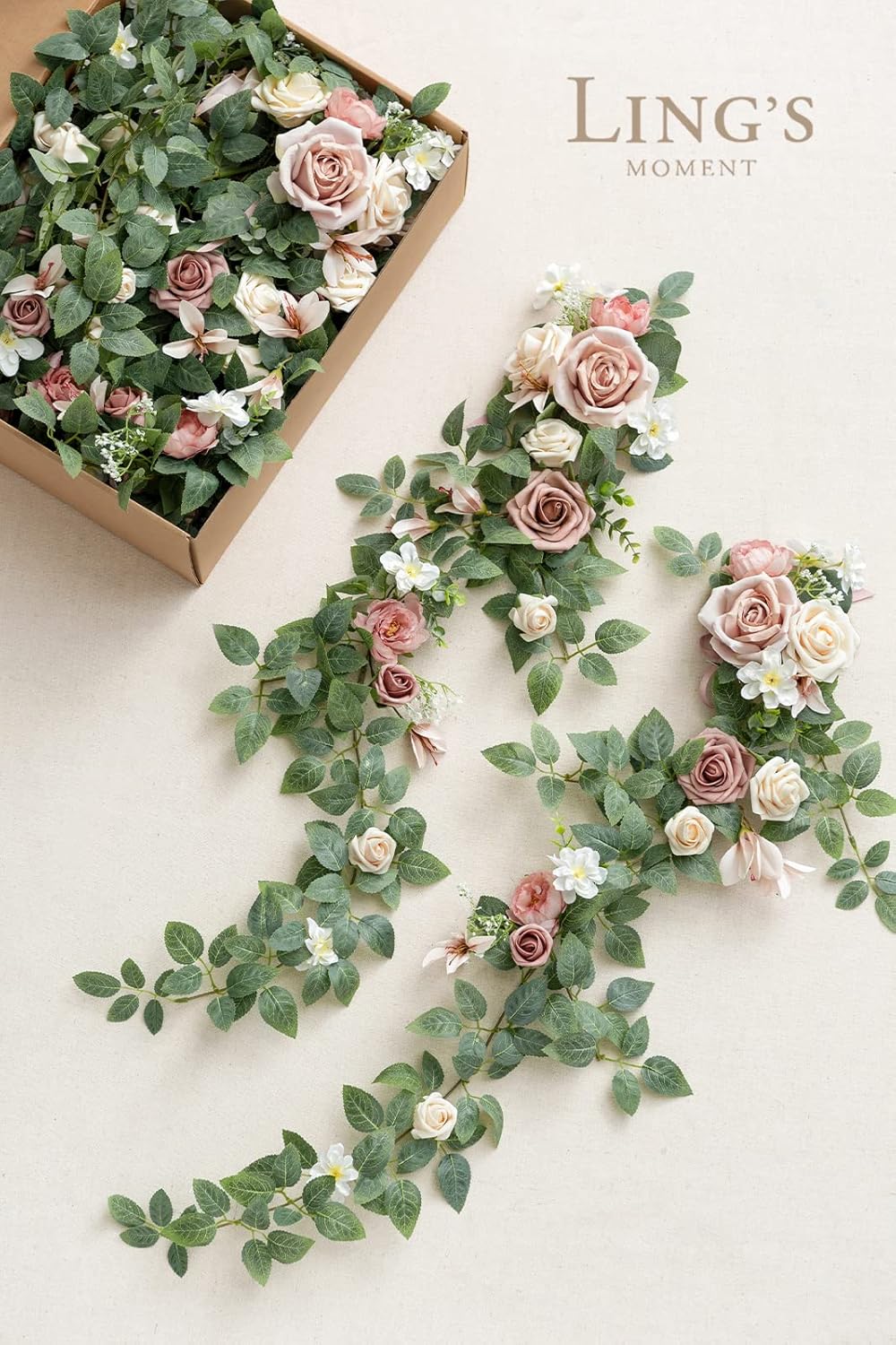 Ling's Moment 10pcs Wedding Chair Decorations Aisle Floral Swag Artificial Pew Flowers Hanging Garland Pink Blush & Cream For Ceremony Reception Church Rose Floral Faux Arrangement Party Outdoor Decor