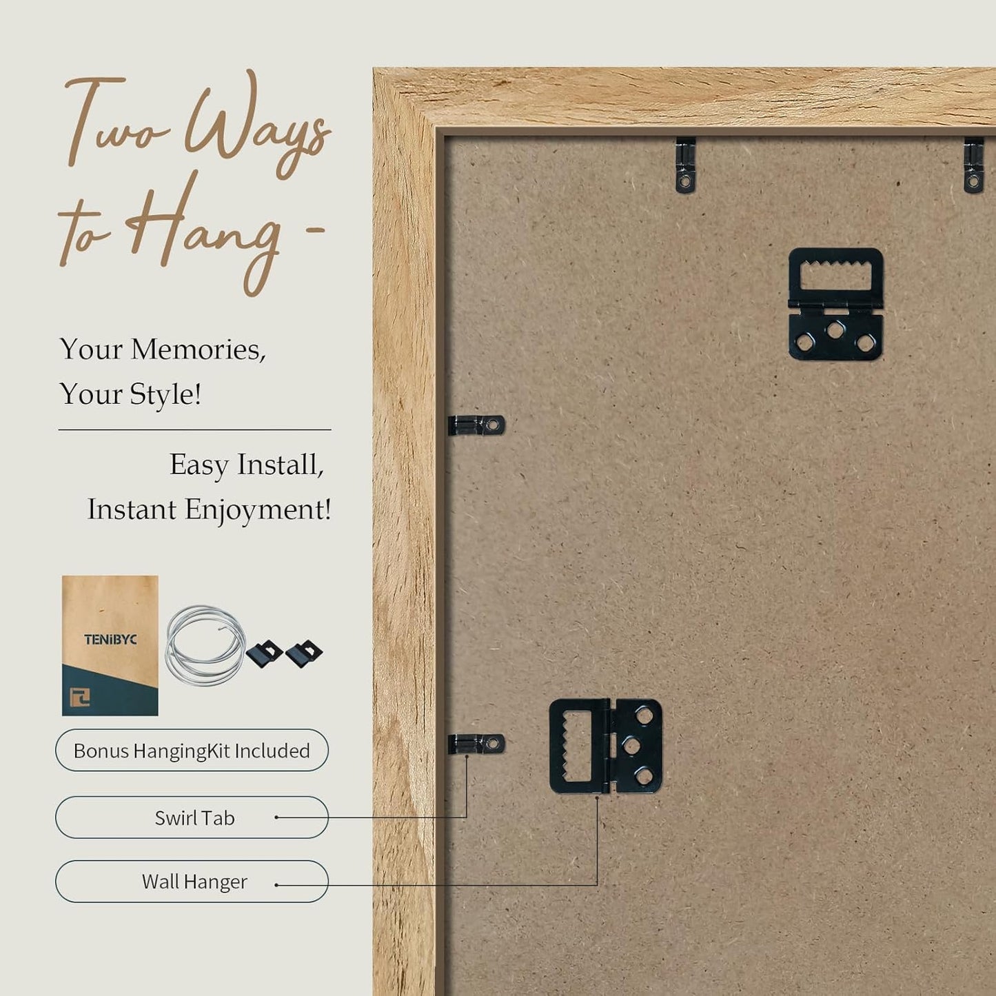 12x18 Poster Frame 4 Pack, Textured Natural Solid Wood Picture Frame, HD Tempered Glass, Wall Gallery Photo Frame