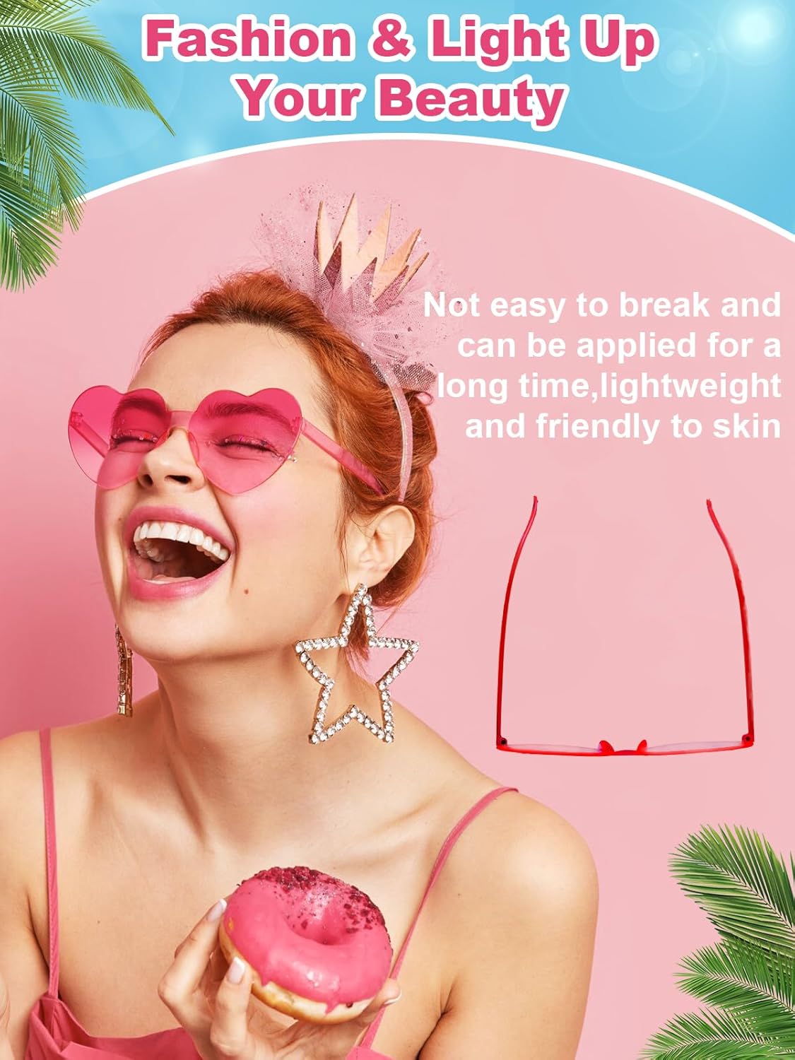 12 Pairs Heart Shaped Sunglasses for Women Colorful Glasses Fun Trendy Transparent Heart Sunglasses Party Favor (Gradient Pink)