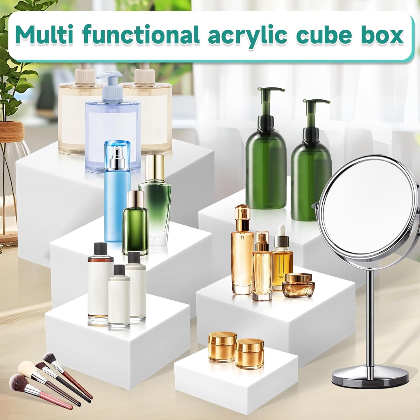 6Pcs Buffet Risers,Food Risers for Buffet Table Display Stand Shelf for Party Catering Dessert Jewelry Collectibles Acrylic Cube Boxes Display Nesting Risers (White-L(5,6,7,8,9,10))