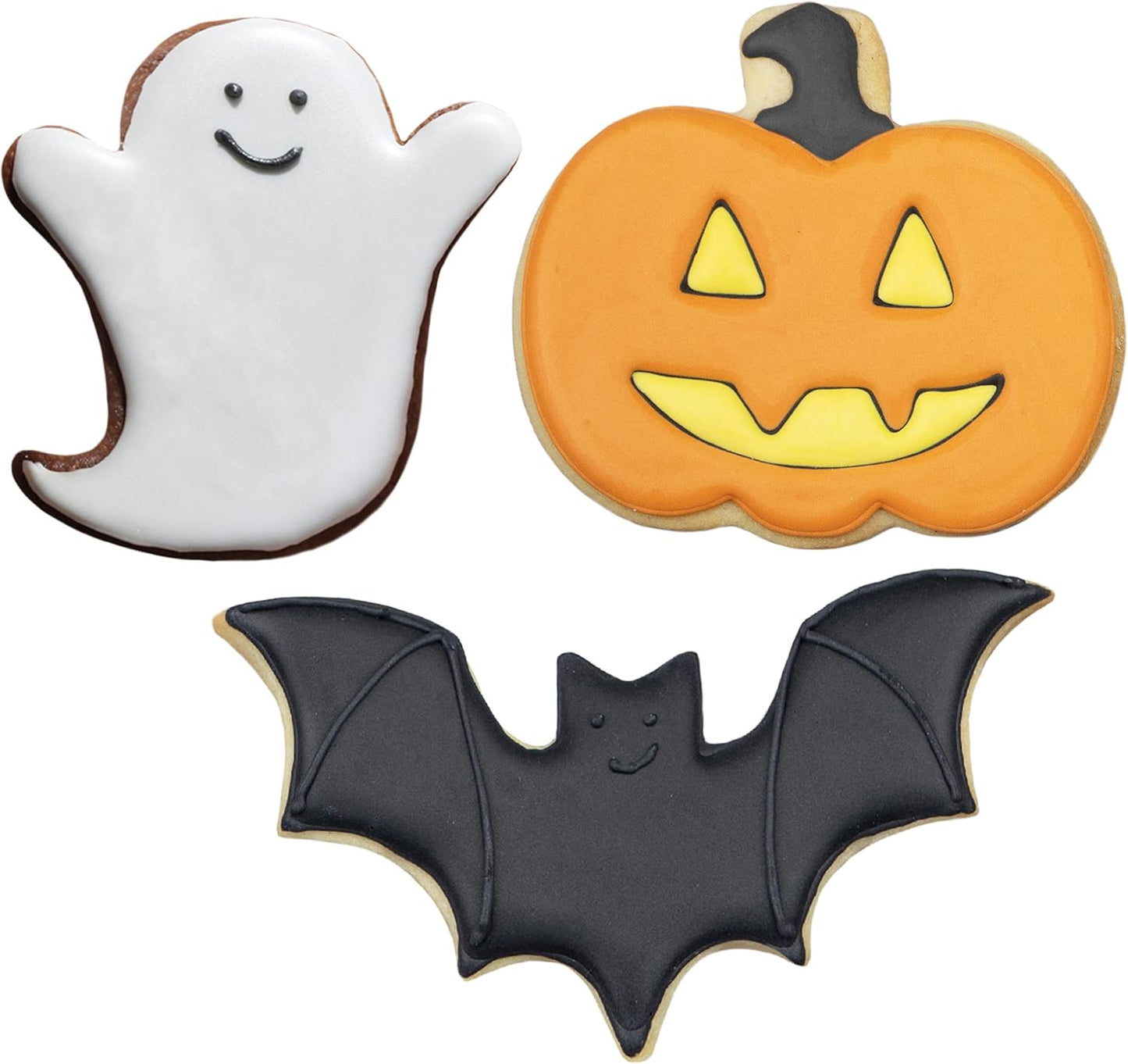 Halloween Cookie Cutters 3-Pc. Set Made in USA by Ann Clark, Pumpkin, Ghost, Bat