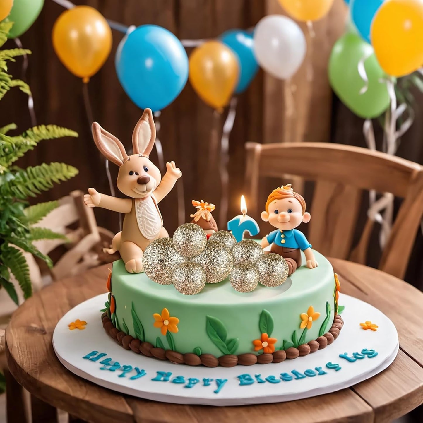 ASTARON 20 Pcs Ball Cake Topper Decorations Mini Balloons Cake Topper Sticks Champagne Gold Balls Cake Picks Cake Topper Balls Cake Decorations for Birthday Cake Decorations