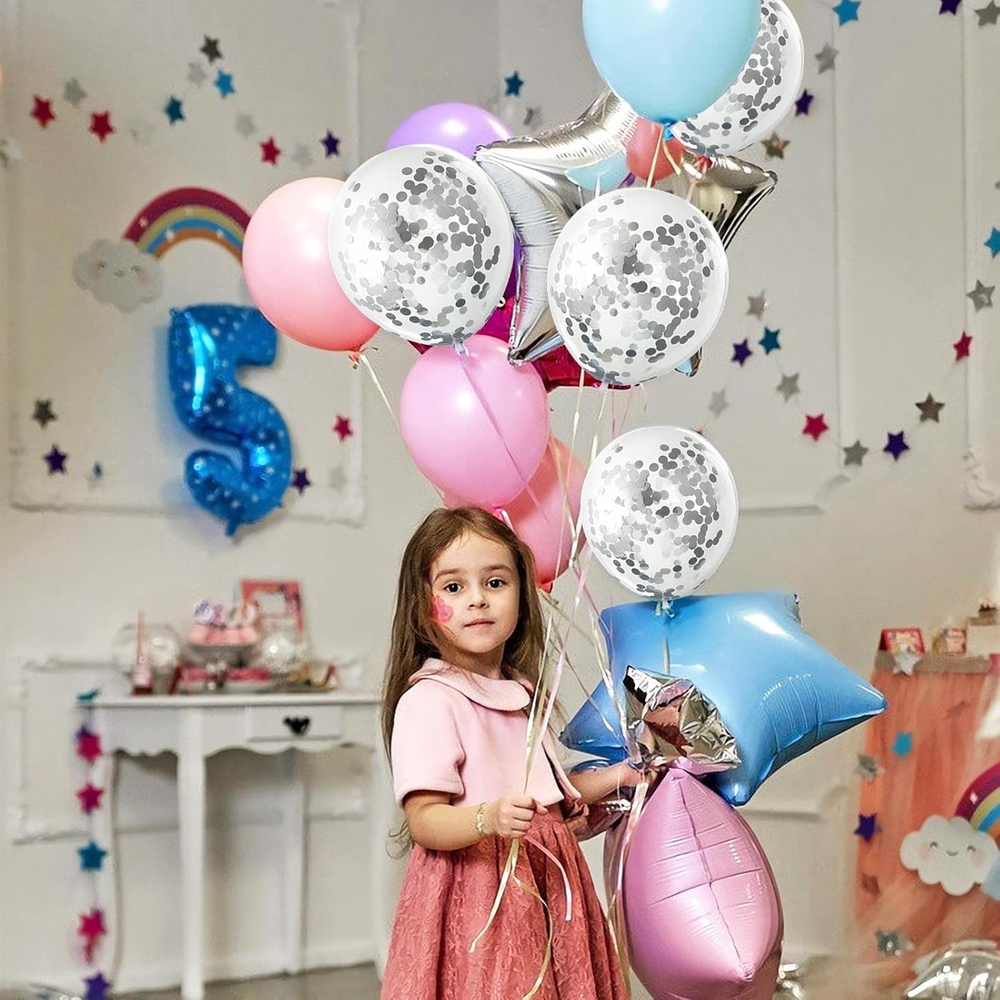 Silver Confetti Balloons, 25 Pcs Thickened 12 Inch Clear Latex Balloon with Confetti Inside for Graduation Decorations Engagement Bridal Shower Party Baby Shower Birthday Party Decoration Supplies