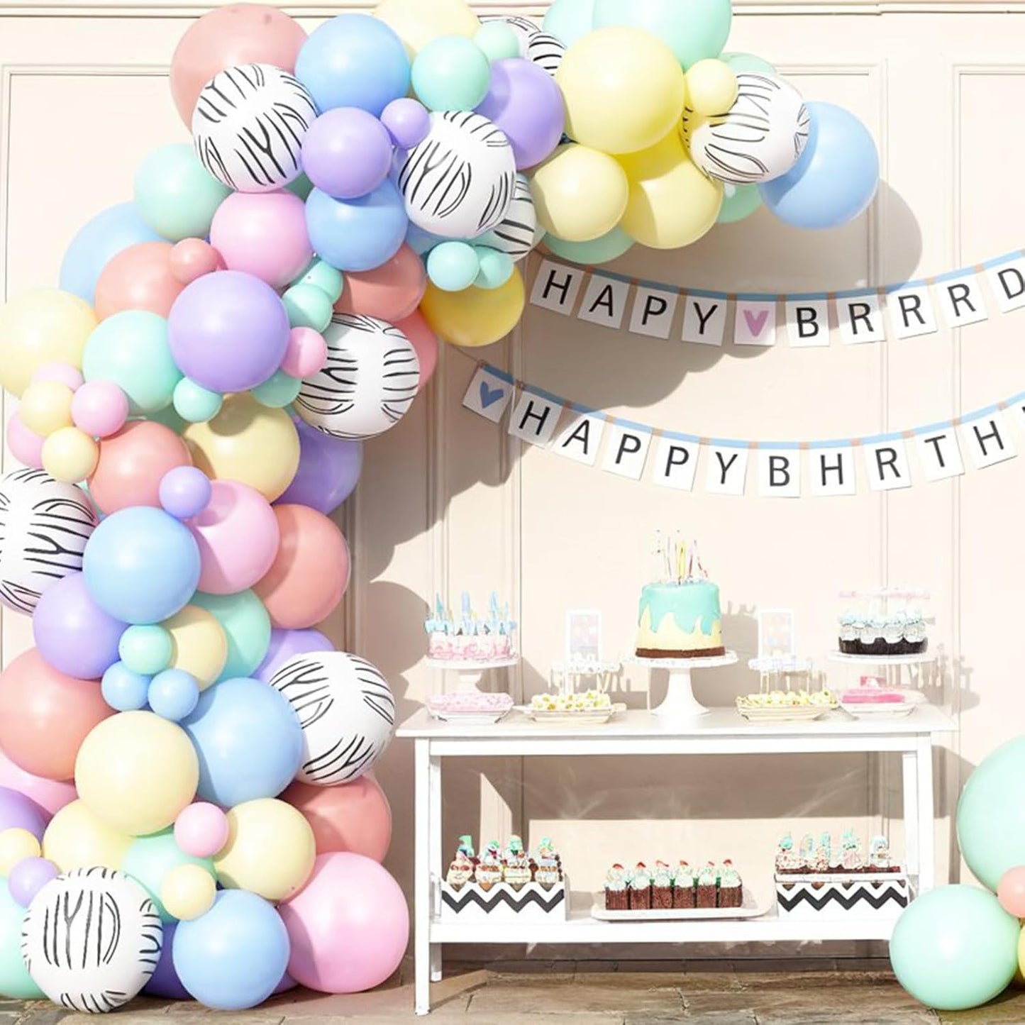 Pastel Balloon Arch Kit 123Pcs Macaron Rainbow Balloons Garland Colorful Birthday Party Balloons for Girls Unicorn Easter Spring Wild Zoo Animals Zebra Theme Bridal Baby Shower Celebration Decorations