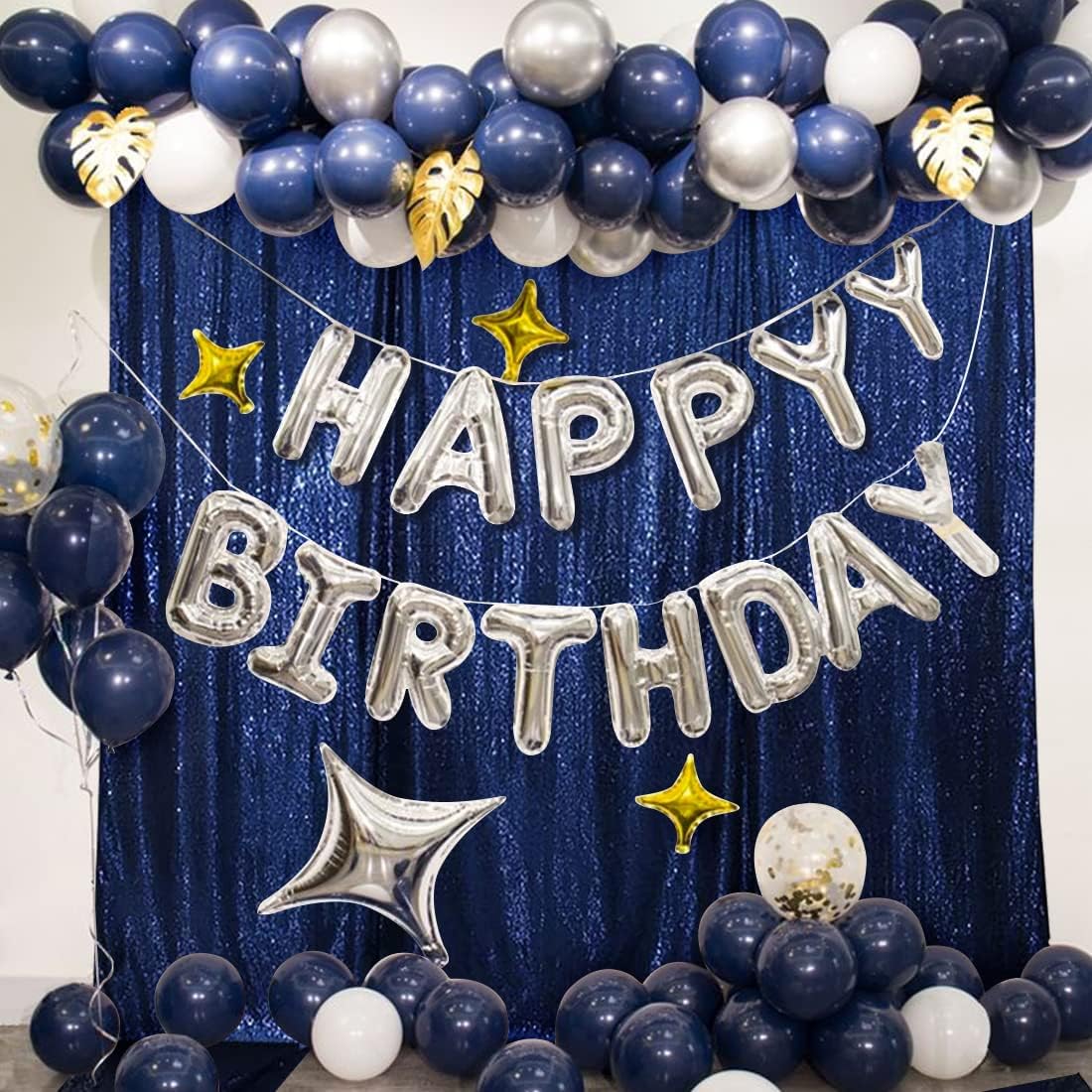 Poise3EHome 10Ft x 10Ft Navy Blue Sequin Backdrop Curtain, Glitter Thick Satin Sequin Background Drapes, Opaque Sparkly Backdrop Curtain, Sequin Backdrop for Xmas Thanksgiving Wedding Party Decor