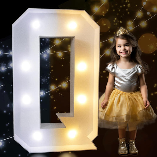 Pooqla 3FT Marquee Light Up Letters, Cool White and Warm White LED Big Mosaic Marquee Letters 3 Feet, Giant Letter Sign for Balloons Birthday Anniversary Wedding Party Decoration, Letter Q