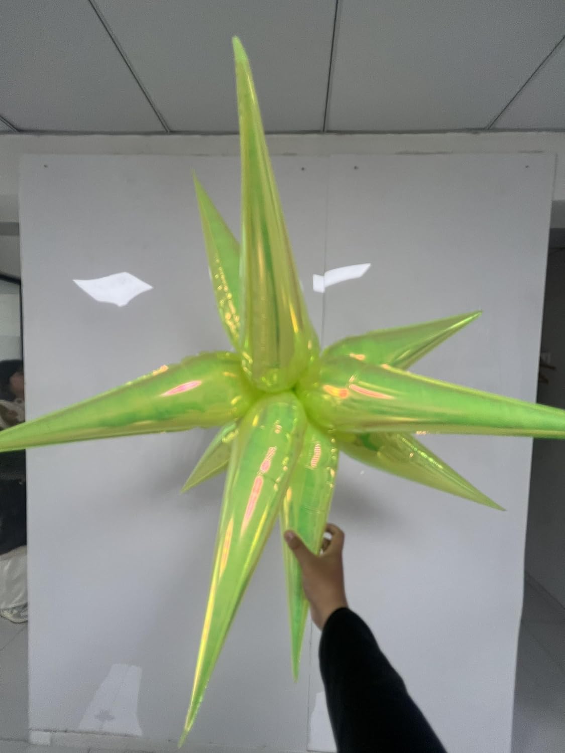 3pcs 26inch 3D lridescent macaron green Explosion Star foil balloon, lridescent macaron green Foil Cone Star burst Balloons for Birthday Wedding New Year Party Event