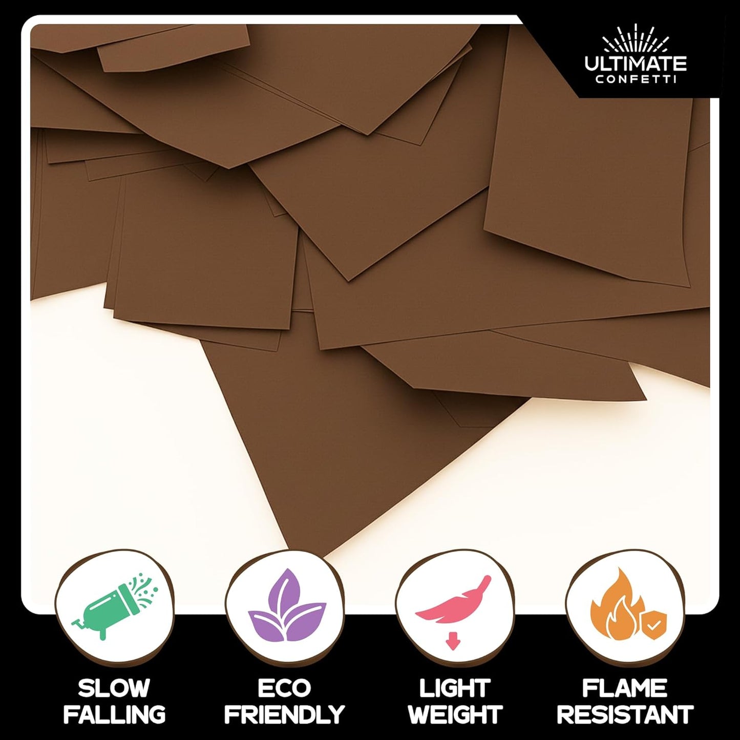 Ultimate Confetti, Brown Biodegradable Confetti - Rectangular Fluttering Tissue Paper Confetti for Cannon and Launcher use – Mother’s Day Confeti, Wedding, Parties and Live Events - 1 lb, 16 oz
