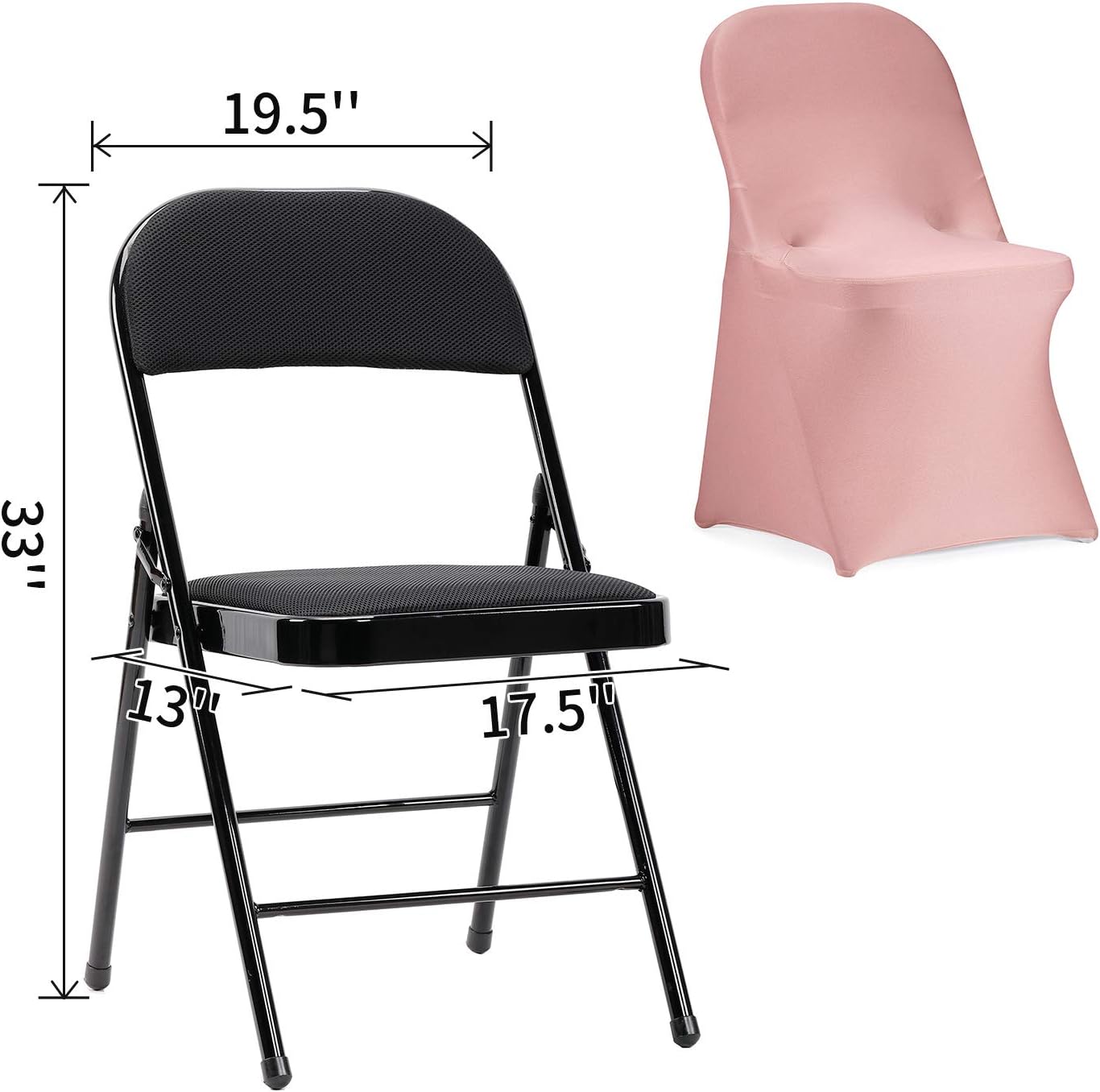 Peomeise Stretch Spandex Folding Chair Cover for Wedding Party Dining Banquet Event (Dusty Pink,6pcs)