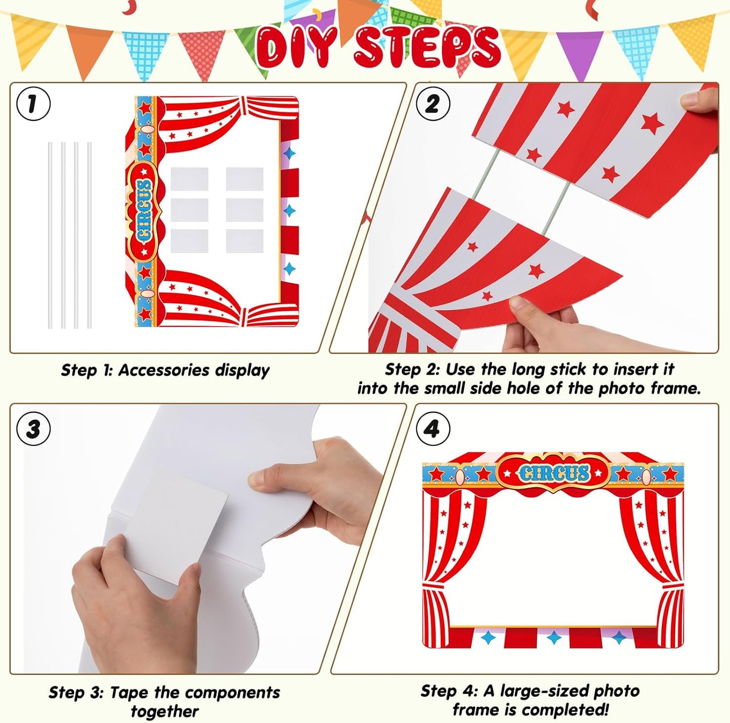 Upgraded 32 x 24 Inch Large Photo Booth Props Picture Frame Vintage Photo Frame Friends Selfie Props for Halloween Carnival Christmas Wedding Mexico Party Favors (Carnival Style)