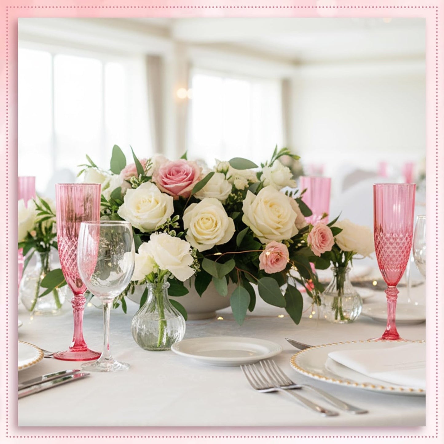 Plastic Champagne Flutes, 48PCS Red Wine Glasses Goblets Cups Reusable Flute, for Weddings Bachelor Parties Toasting and Events(48, Red)