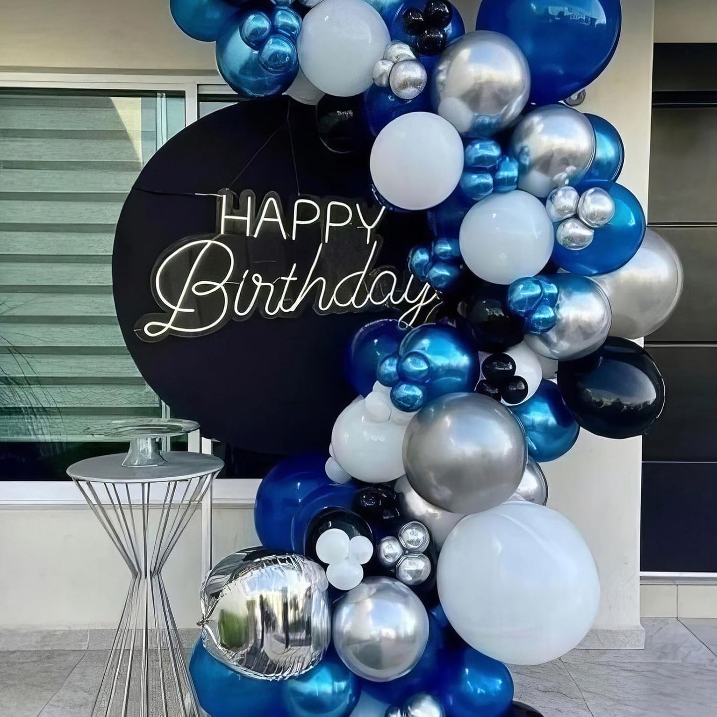 Blue Silver Balloons, Pearl Navy Blue Balloons Metallic light Blue and Silver Balloon Silver Star Confetti Balloon for Boys Girls Birthday Graduations Baby Shower Wedding Engagement Decorations