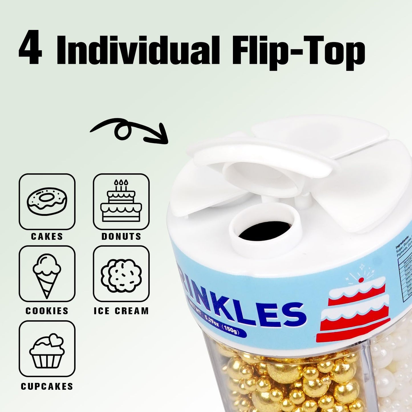 Dazzjoy Mix Pearl Sprinkles, Food Grade, Edible Pearls for Cake Decorating, 150g/5.29oz, Cake Decoration & Cupcake Topper, Wedding Party Valentines Supplies