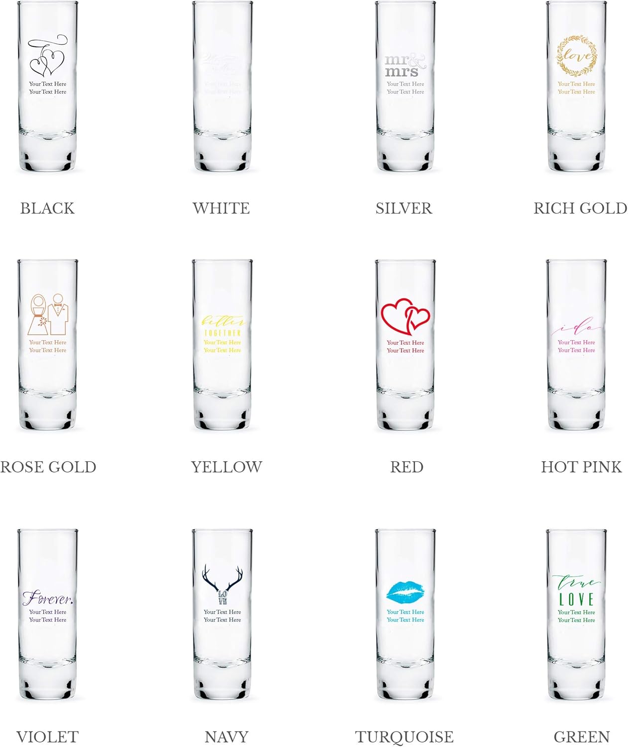 WEDDINGSTAR Personalized 2.5oz Tall Shot Glass Customizable Full Color Print - 1 pack (sample)