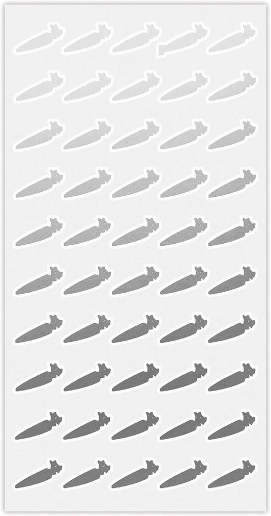 50 Wedding Meal Stickers - Food Identifier & Menu Choice Place Cards for Party Seating - Meal Option Indicator (Silver, Carrot)