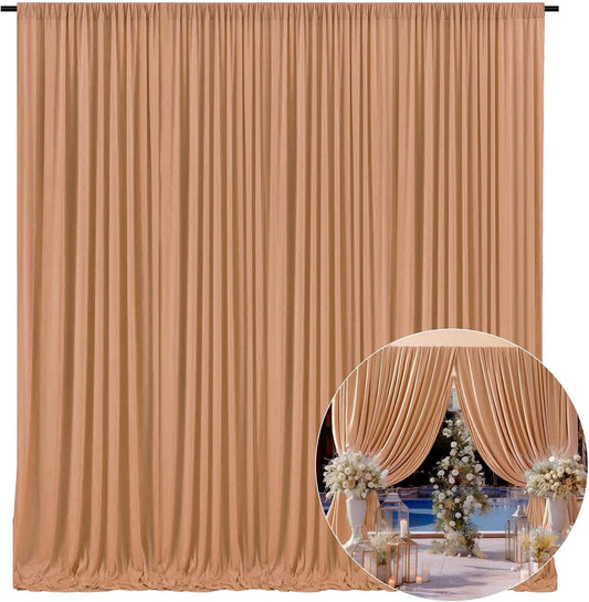 10 x 10 Feet Khaki Backdrop Curtain for Partie, Background Curtains for Photoshoot, Birthday, Wedding, Halloween, Thanksgiving, Christmas Day, New Year Party Decorations 5Ft x 10Ft, 2 Panels