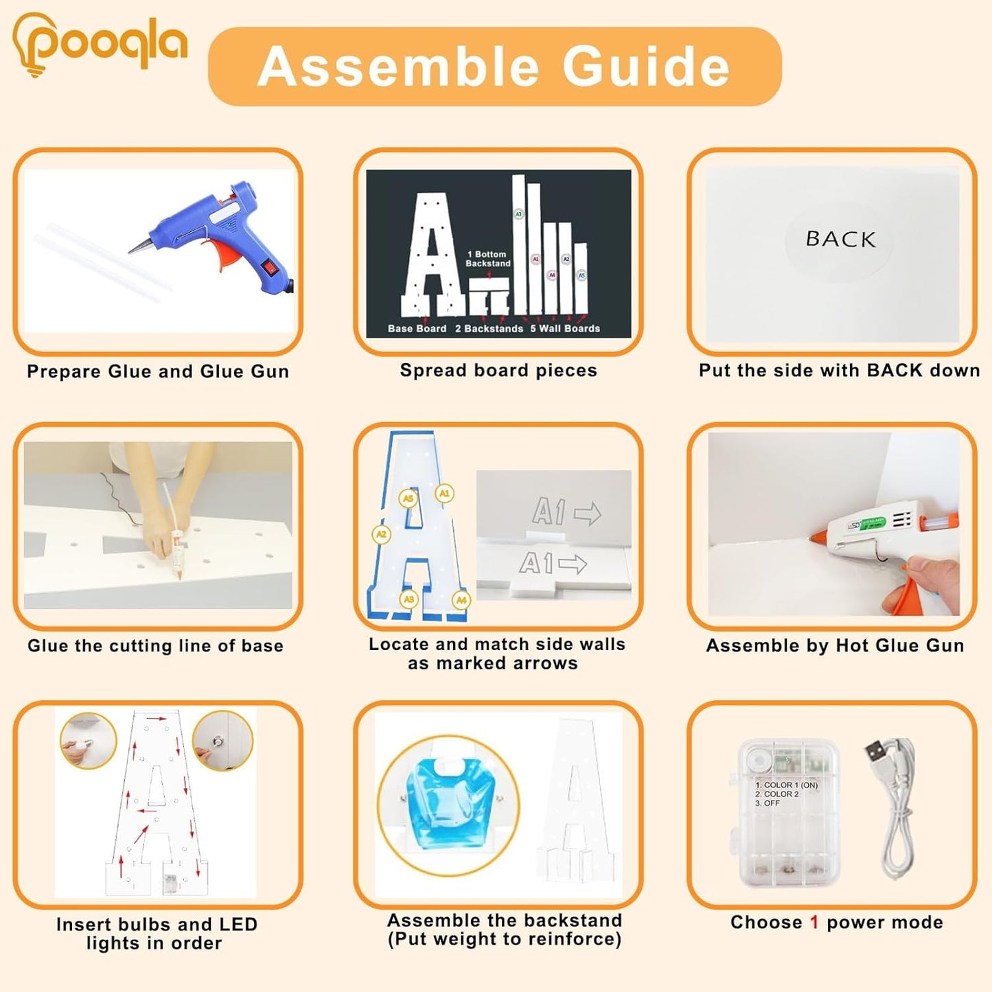 Pooqla 4 FT Marquee Light Up Letters, Cool White and Warm White Marquee Letter 4 Feet Tall, Giant LED Sign Big Mosaic Letter I for Balloons Birthday Party Anniversary Wedding Decorations