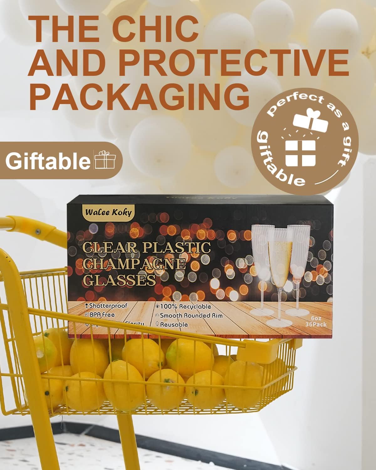 Plastic Champagne Flutes, 36 PCS Clear Disposable Wine Glasses Reusable Plastic Cocktail Cups for Home Daily Life Party Birthday Wedding Toasting Drinking Champagne(6 oz)