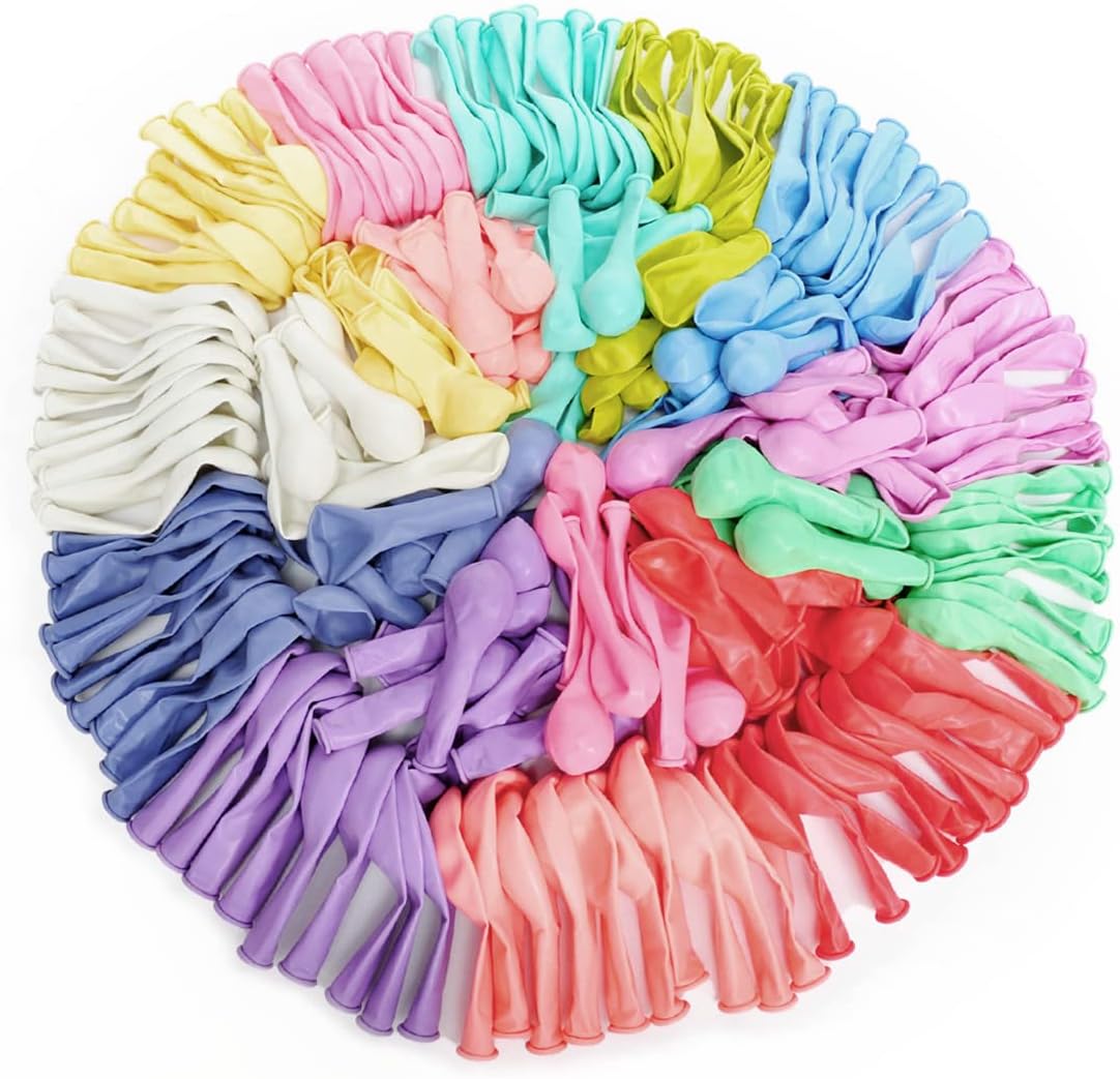 200 Pcs Pastel Balloons 10 Inch and 5 Inch Assorted Macaron Candy Colored Latex Balloons Pastel Rainbow Balloons Different Sizes 12 Kinds Colors Party Balloons