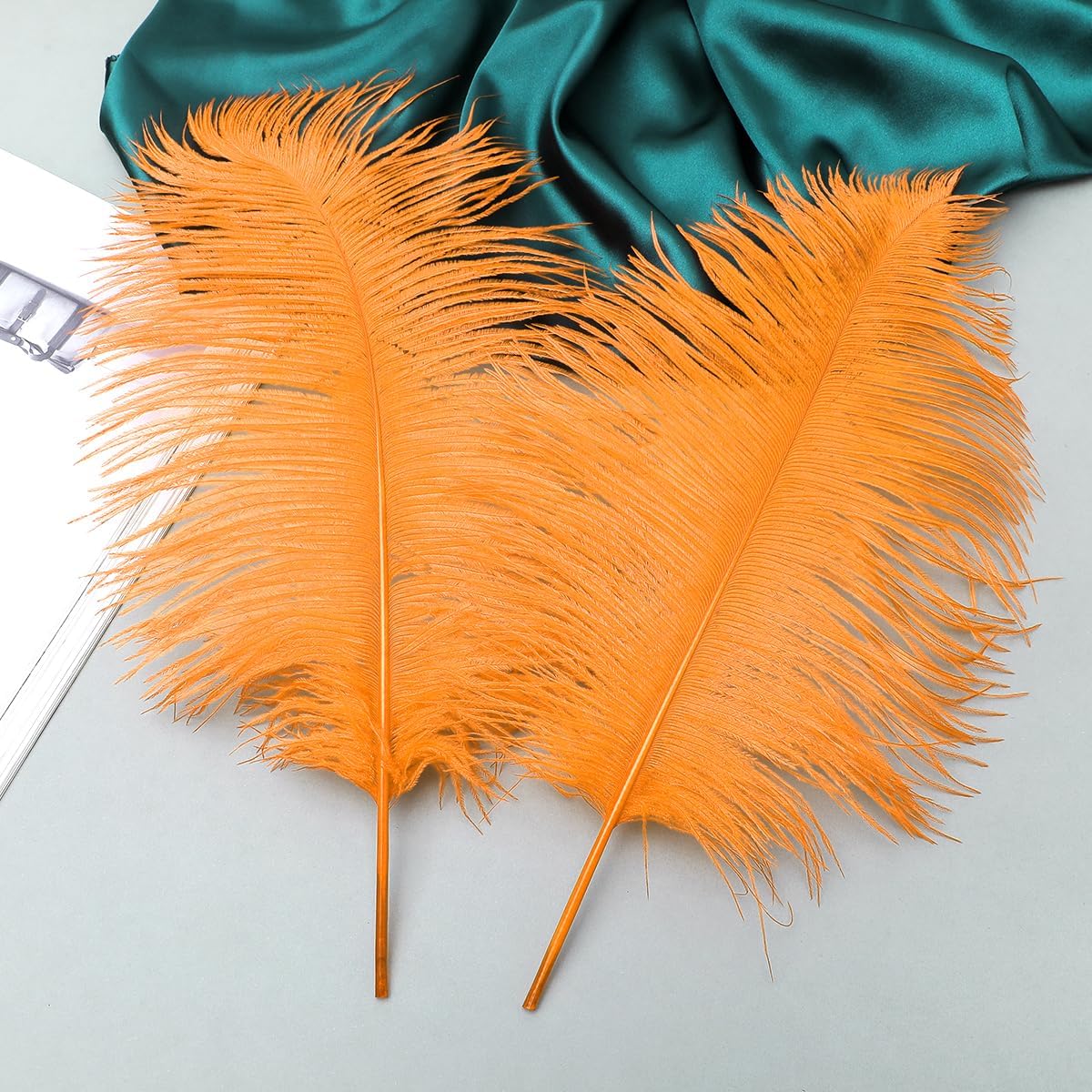 Ballinger Orange Large Ostrich Feathers - 24Pcs 8-10inch Big Feathers for Crafts,Wedding Party Centerpieces and Halloween Home Decor