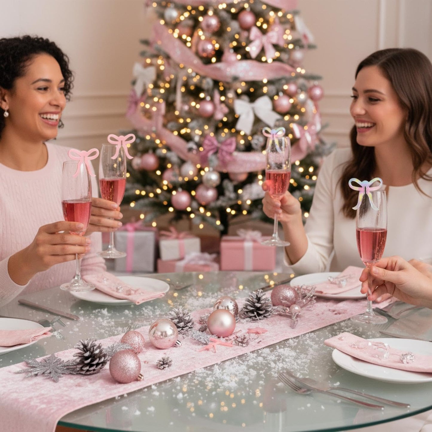 36 Pcs Bow Drink Markers Acrylic Drink Tags Bowknot Wine Glass Charms for Bachelorette Coquette Birthday Cocktail Wedding Decoration Bridal Shower Party Favors