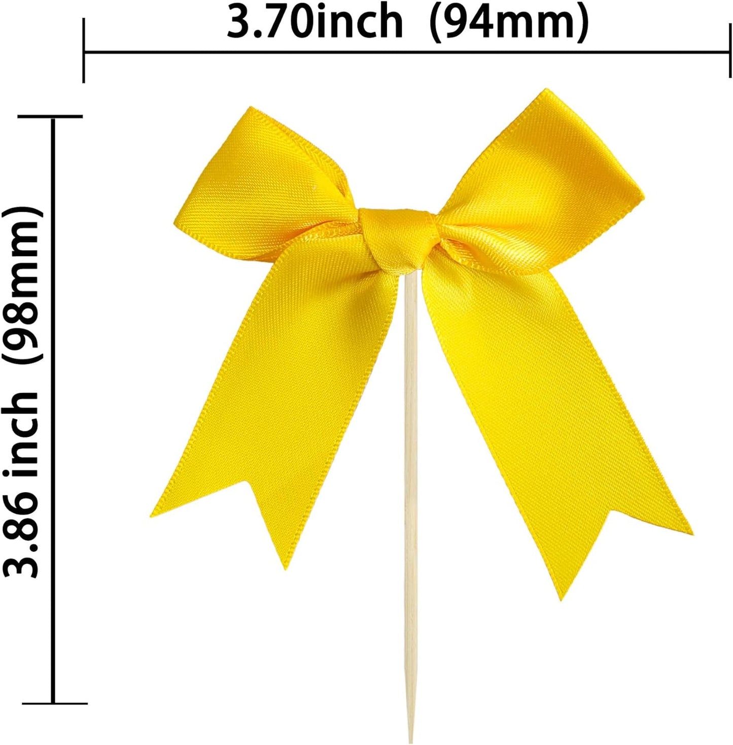 Gyufise 24Pcs Bow Cupcake Toppers Coquette Bow Girls Birthday Cake Decorations Bowknot Cake Toppers Bowknot Cupcake Picks for Baby Shower Birthday Wedding Bridal Engagement Party Supplies Yellow