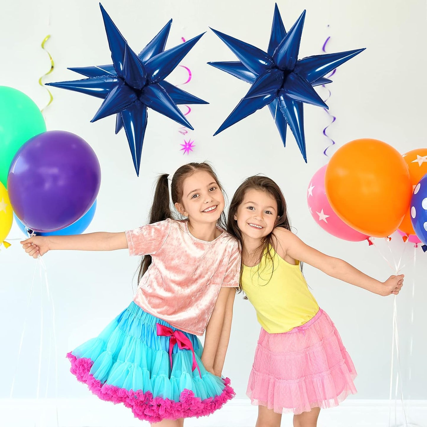 Tellpet Star Balloons Starburst Spike Shaped Balloon, 2pcs Large, Royal Blue