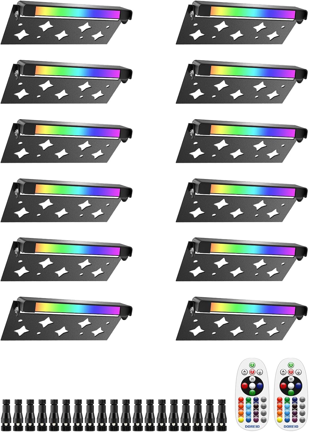 5W RGB Retaining Wall Lights 7 inch LED Hardscape Lighting Color Changing Low Voltage Landscape Paver Lights 12V Step Lights Outdoor Waterproof Stair Deck Lighting (12 Pack+Connectors)