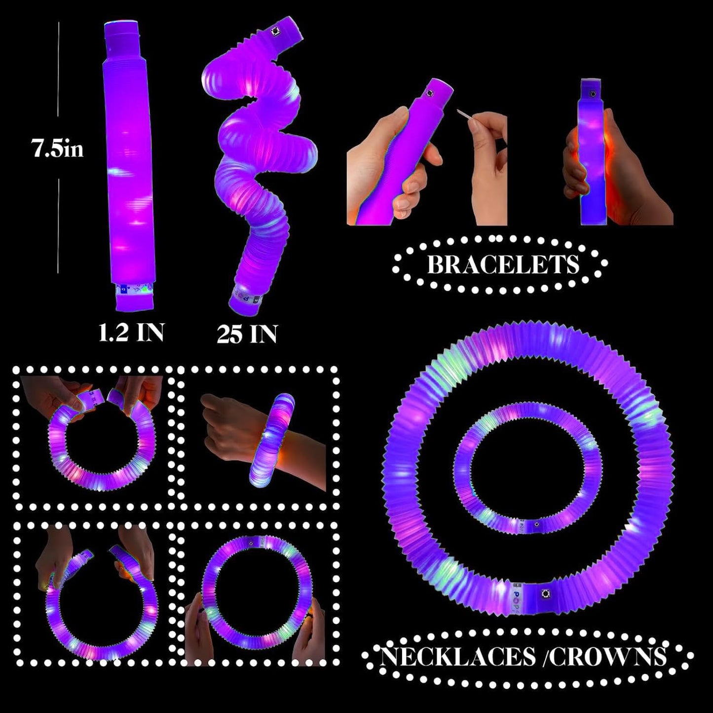 Purple 36 Pack Light Up Party Favors Supplies,Bulk Glow Sticks Bracelet,Necklace Accessories for Kids,Birthday Return Gifts Treats,Easter Basket Goodie Bag Stuffer Fillers for Boys Girls