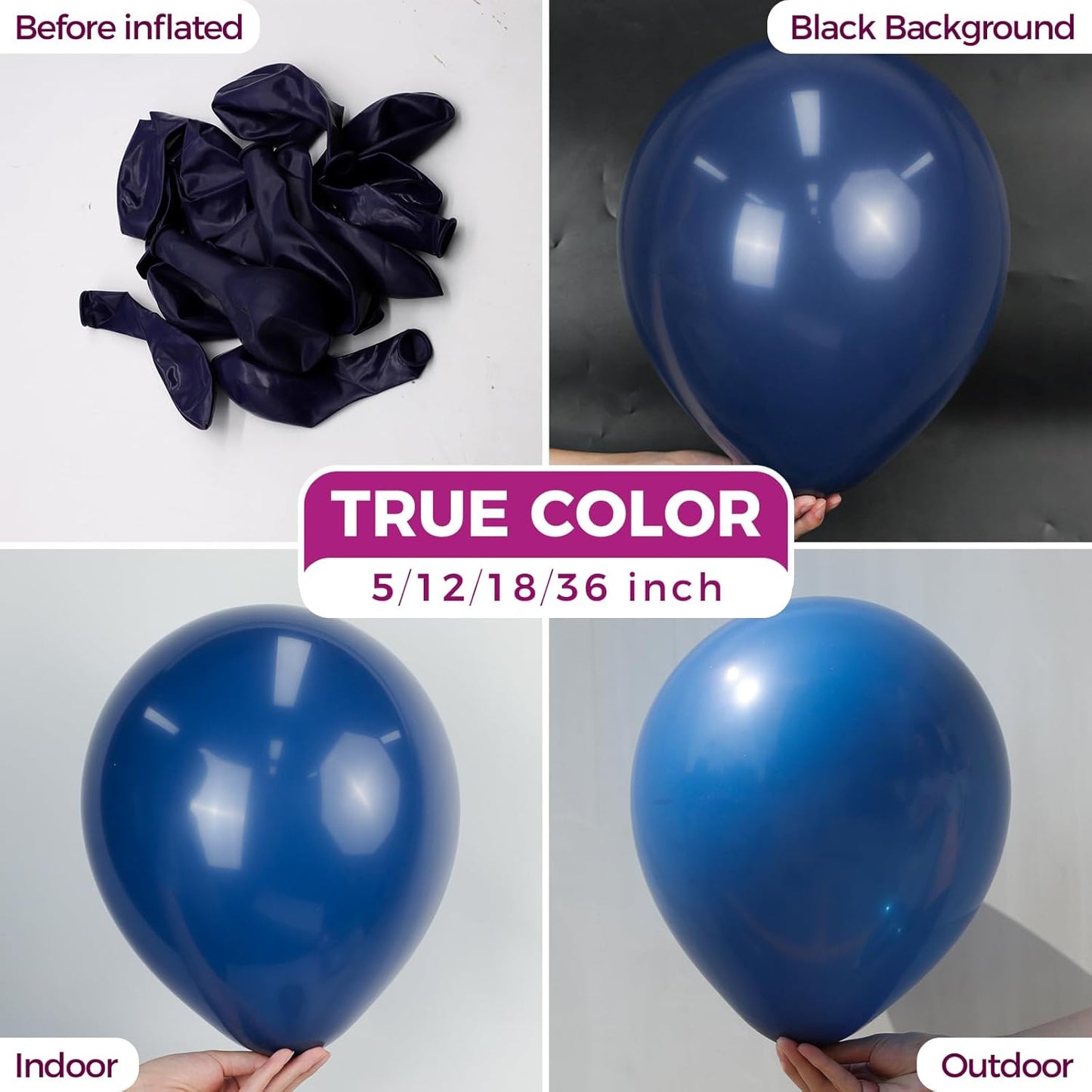 Bezente Navy Blue Latex Party Balloons, 100 Pack 12 inch Round Helium Navy Balloons for Wedding Graduation Birthday Party Backdrop Decorations