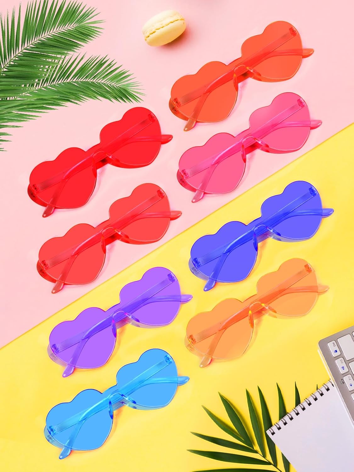 12 Pairs Heart Shaped Sunglasses for Women Colorful Glasses Fun Trendy Transparent Heart Sunglasses Party Favor (Assorted Colors)