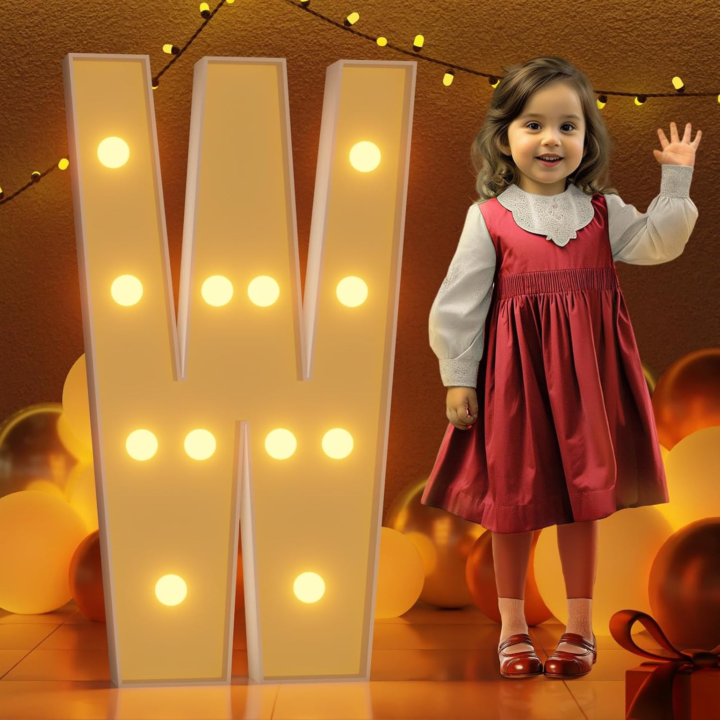 Marquee Letters 4 Feet Tall Large Light Up Letters W Happy Birthday Decorations Wedding Engagement Party Decor Yellow Light Birthday Decorations Balloon Arch Kit Foam Sign W