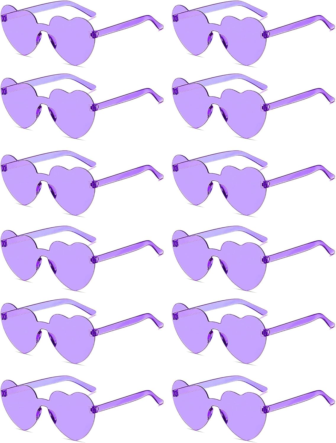12/20/24 Pairs Heart Sunglasses for Women Men, Trendy Heart Shaped Rimless Transparent Sunglasses, Bachelorette Party
