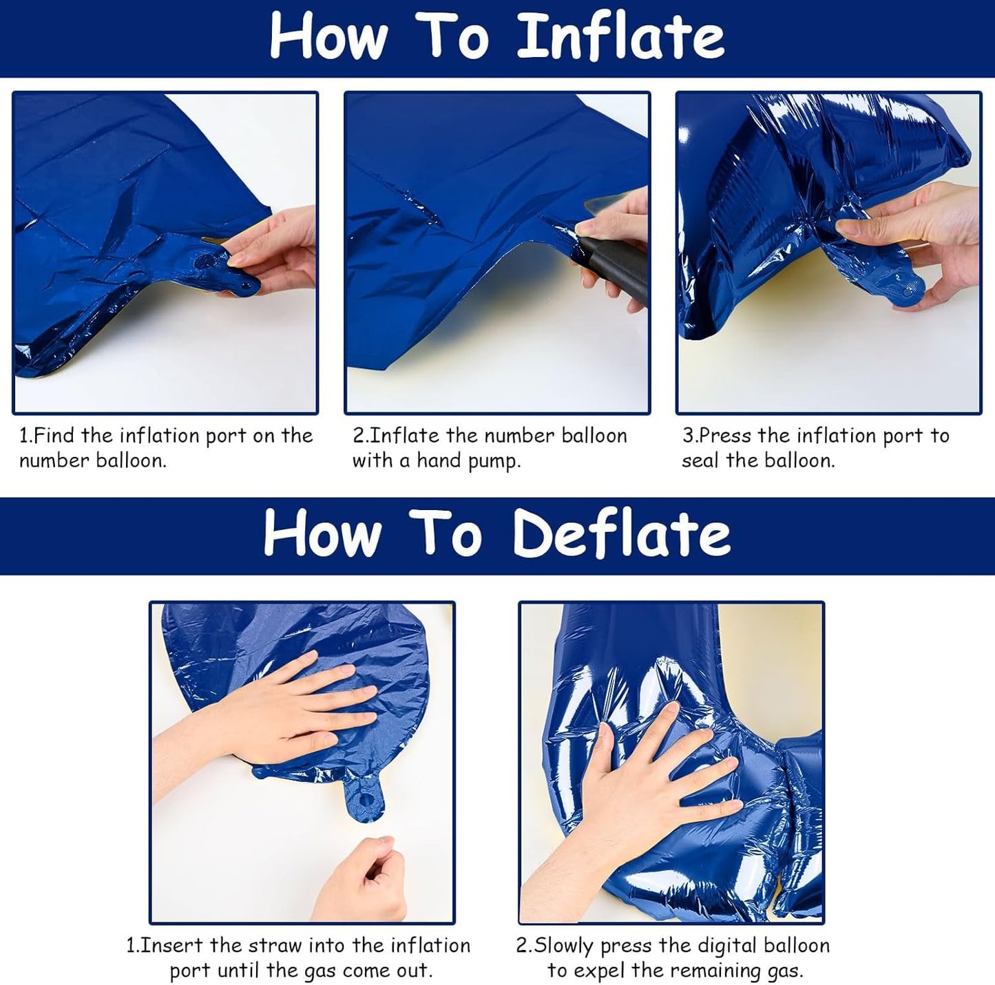 Navy Blue Number 1 Balloons, 40 In Large Dark Blue Number 1 Foil Helium Balloons for Men, Self Inflating Royal Blue Number Balloons 0-9 for Boys 1st 10th Birthday Anniversary Party Decoration