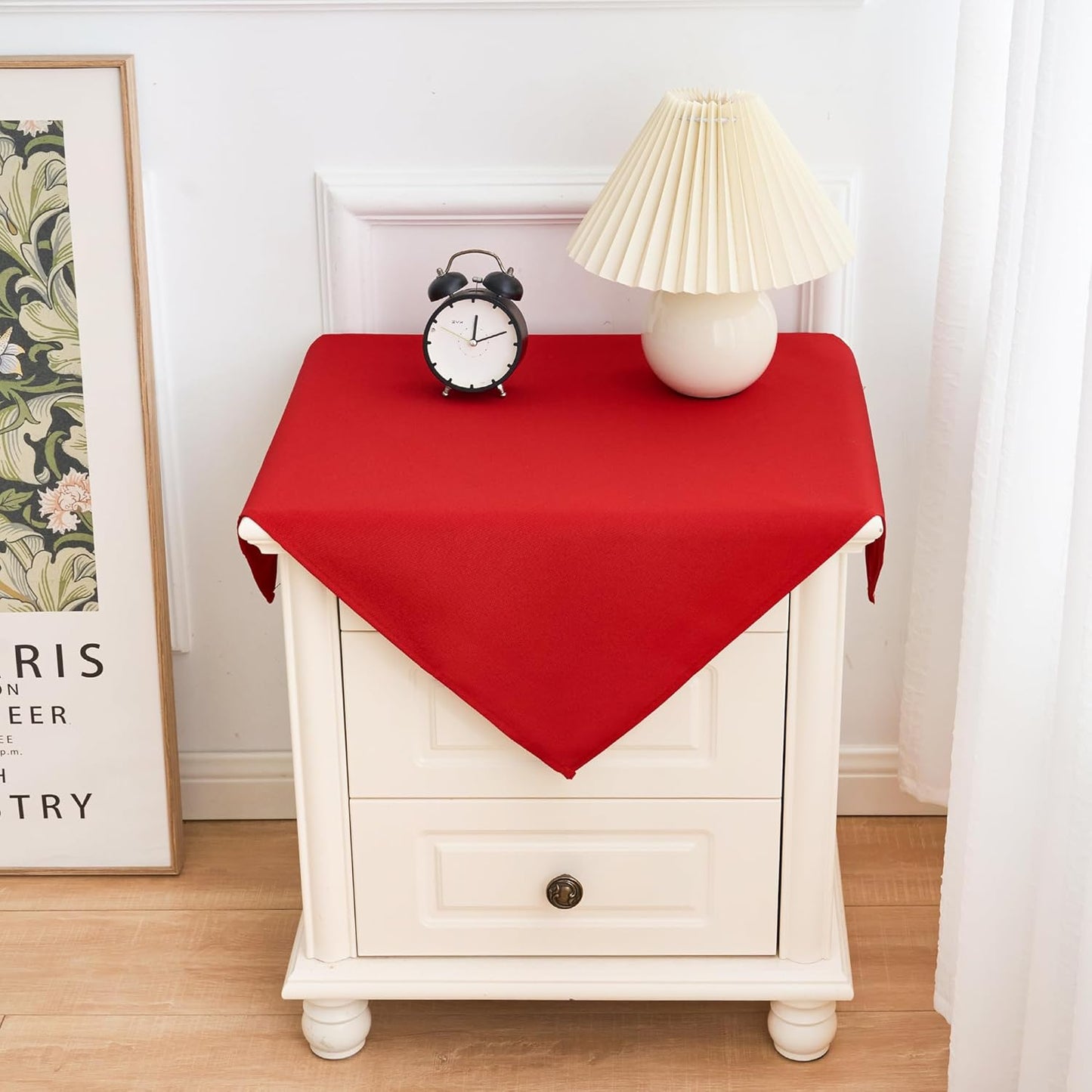 2 Pack Small Square Table Cloth 24X24 Inch Red Washable Fabric Tablecloth Polyester Solid Table Cover for Night Stand End Table Side Table Outdoor Indoor