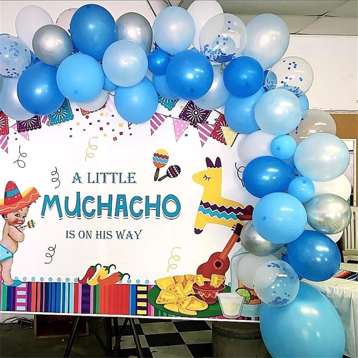 Blue and White Balloons, 35pcs 12 Inch Pearl Royal Blue Light Blue White Balloons, Pale Confetti for Boys Christening Baby Shower 1st Birthday Men Aqua Wedding Party Decorations Is-02