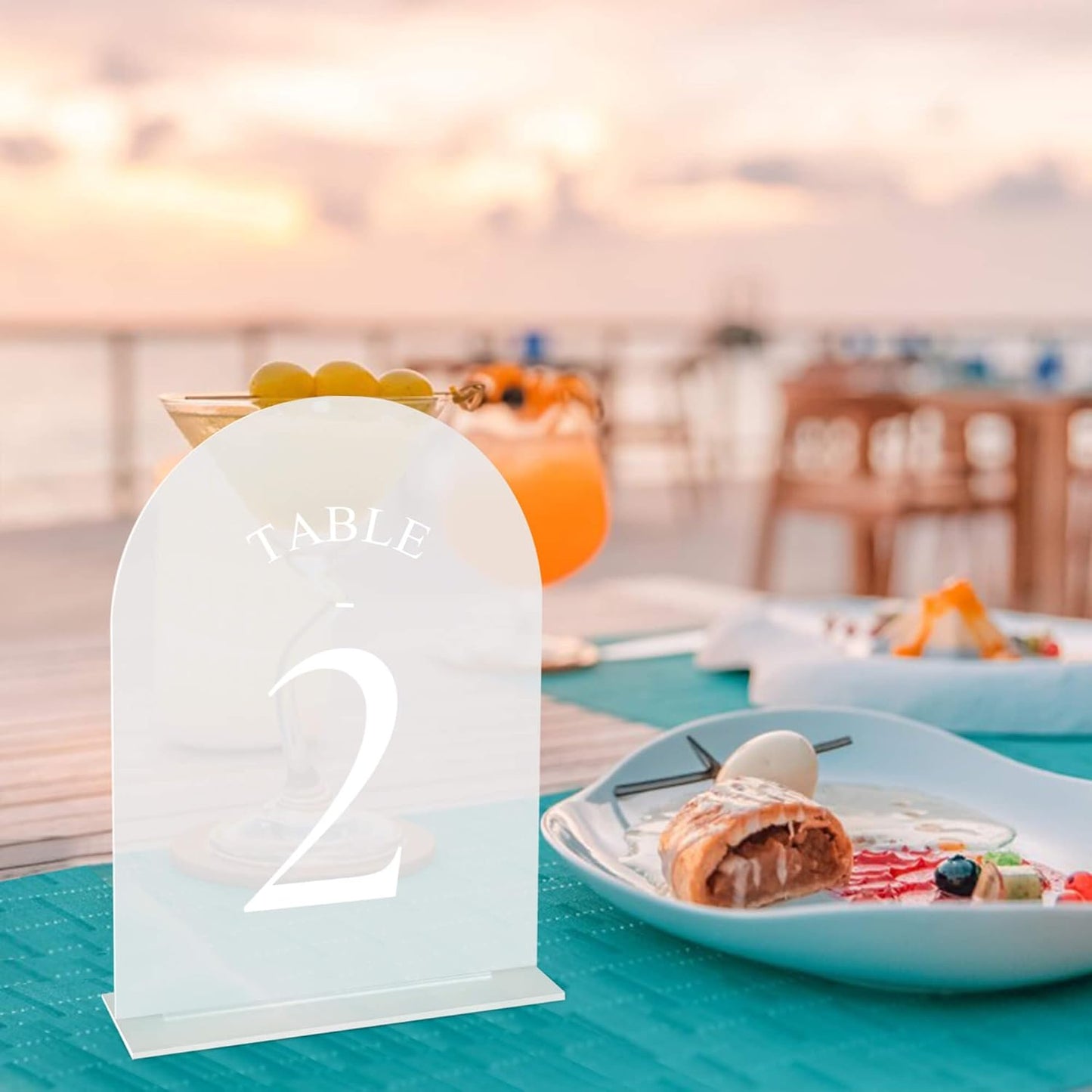 JOYIT Frosted Arch Wedding Table Numbers 1-10 with Stands – 5" X 7" Acrylic Sign Table Number Holders, Perfect for Wedding Receptions, Parties, Anniversaries, and Events