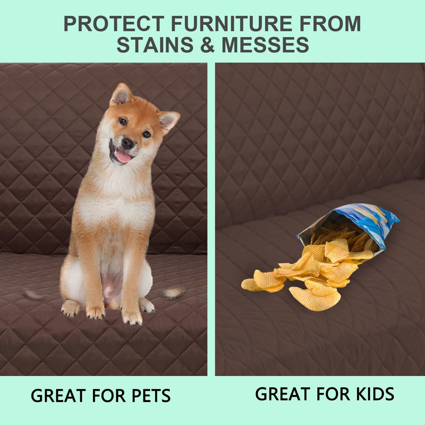 Reversible Oversized Sofa Covers Couch Cover Furniture Protector for Dogs Elastic Straps Water Resistant(XLSofa,Chocolate/Chocolate)