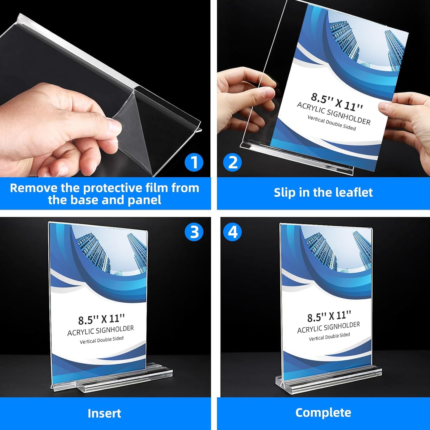 12 Pack Acrylic Sign Holder 8.5 x 11, Double-Sided Clear Sign Holder Plastic Stands for Display, T Shape Acrylic Table Sign Stands for Office Store Restaurants Wedding Party Decoration